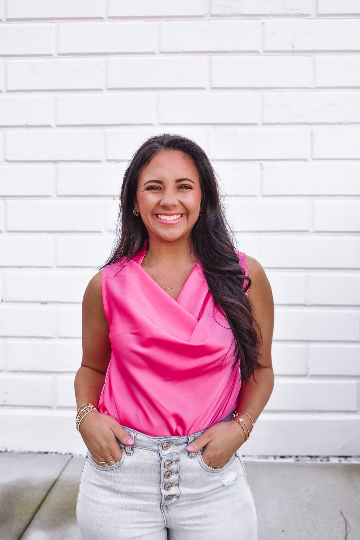 Rosy Pink Cowl Neck Cami Top