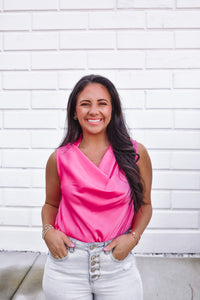 Rosy Pink Cowl Neck Cami Top