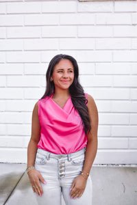 Rosy Pink Cowl Neck Cami Top