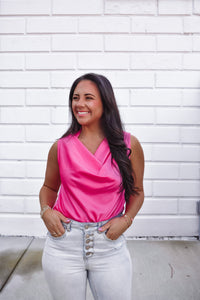Rosy Pink Cowl Neck Cami Top