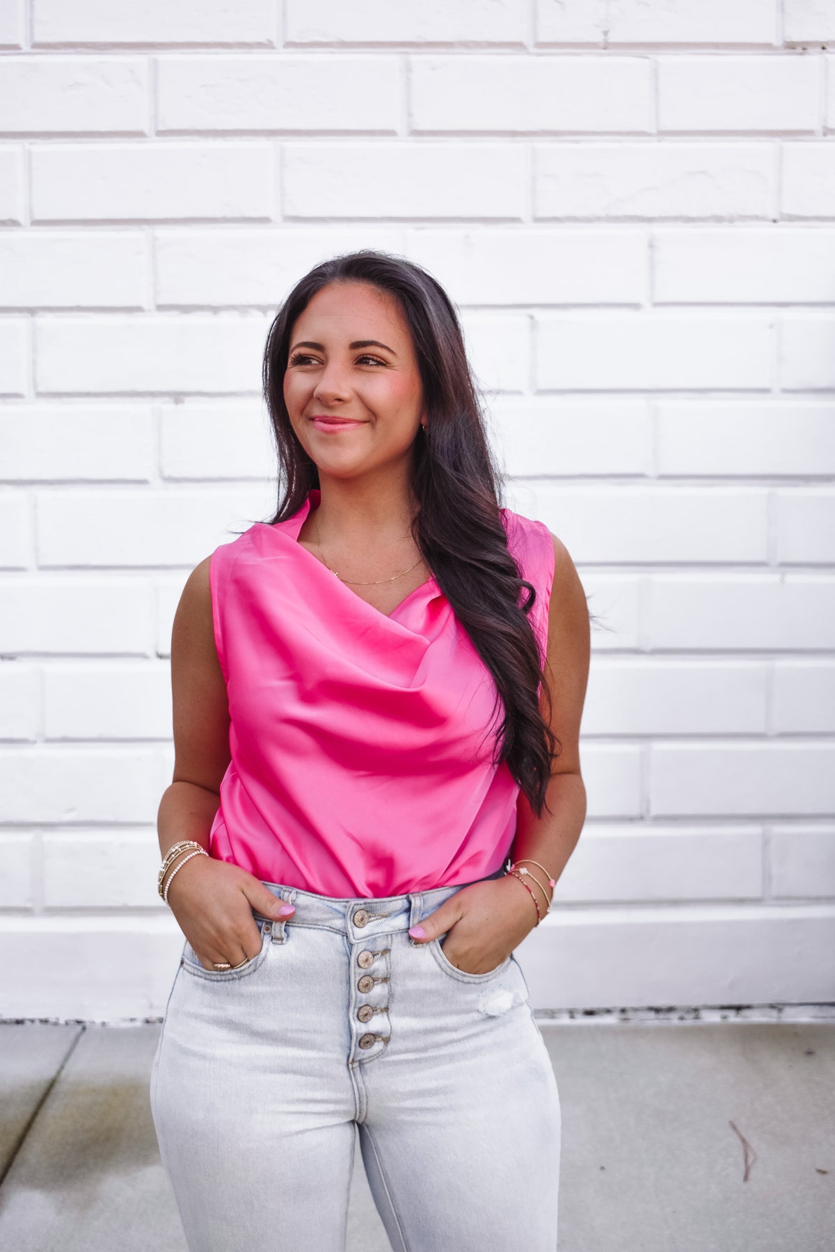 Rosy Pink Cowl Neck Cami Top