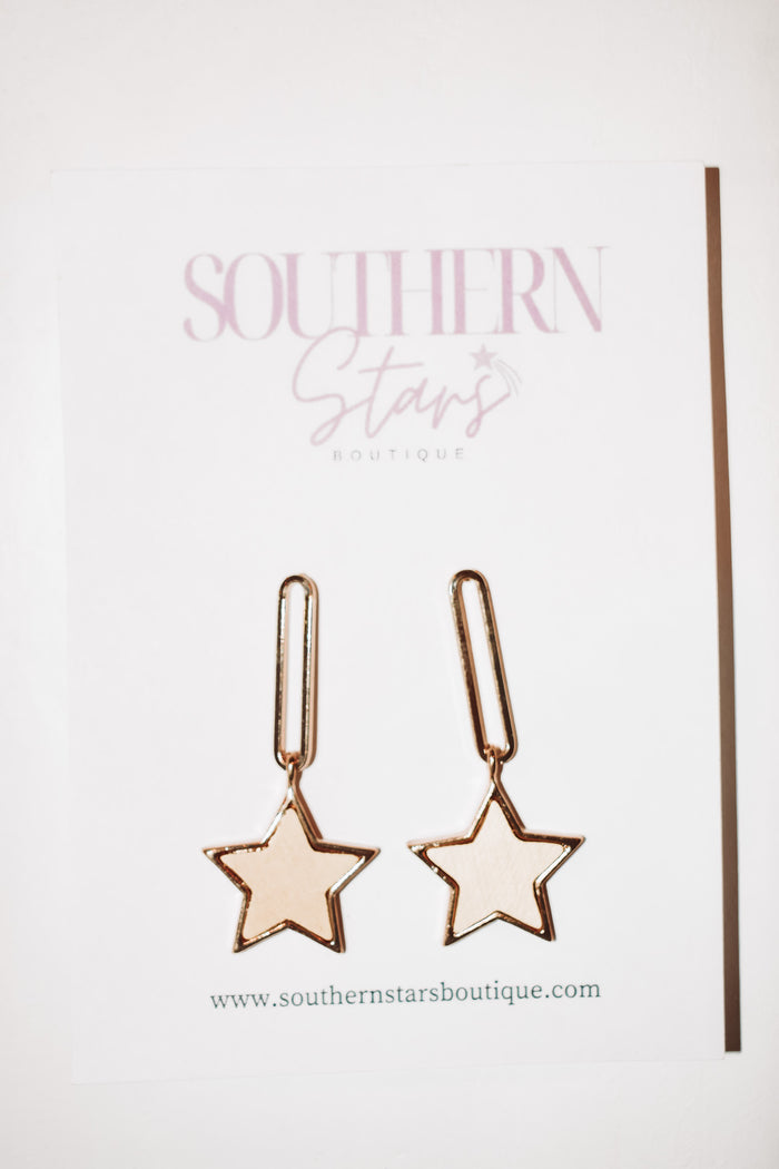 Oval Star Drop Earrings - Ivory