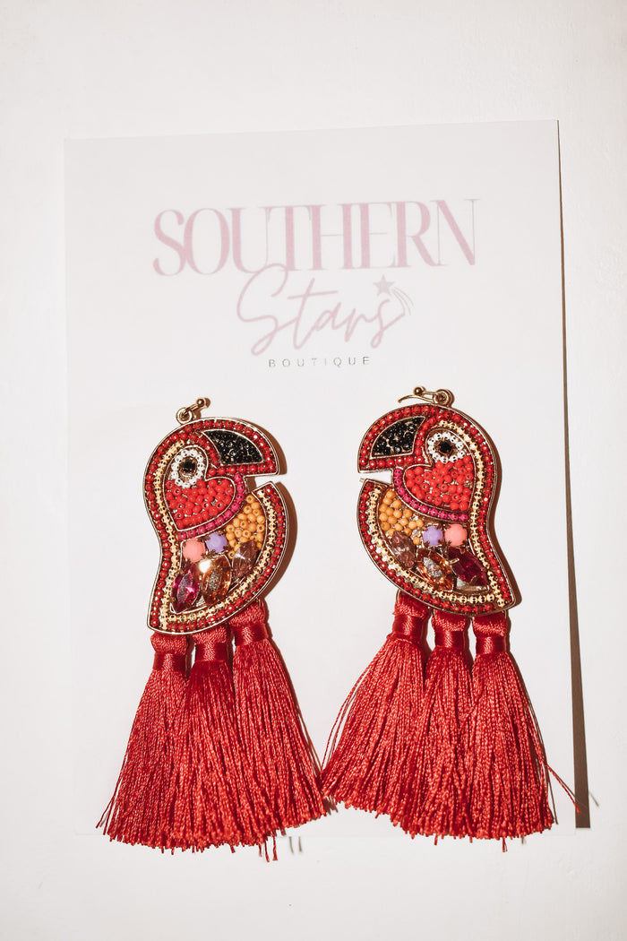 Red Toucan Earrings