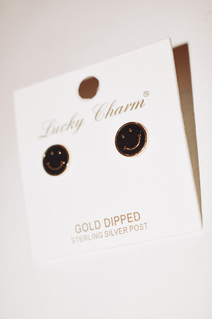 Happy Face Earrings - Black