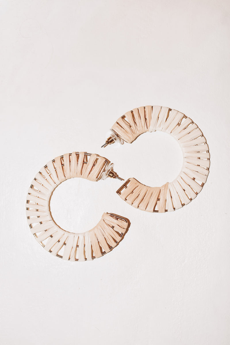 Raffia Wrapped Hoop Earrings