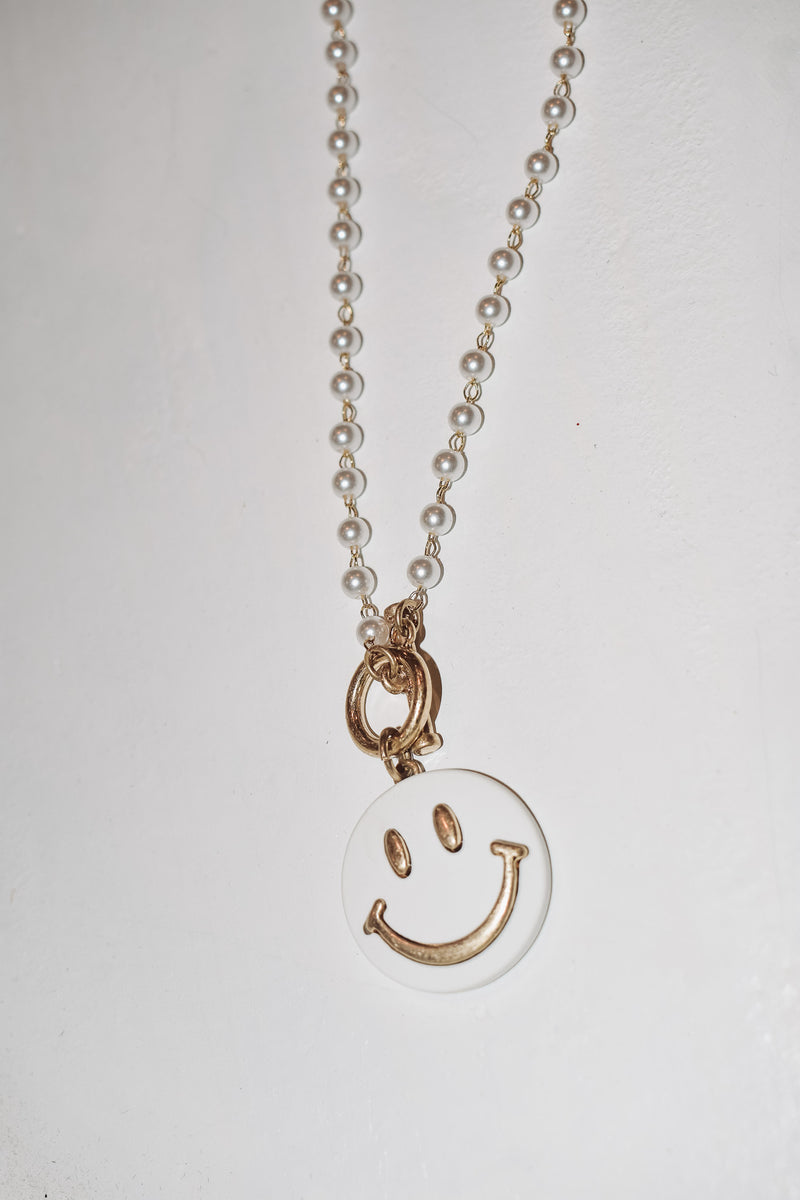 Happy Face Pendant & Pearl Necklace