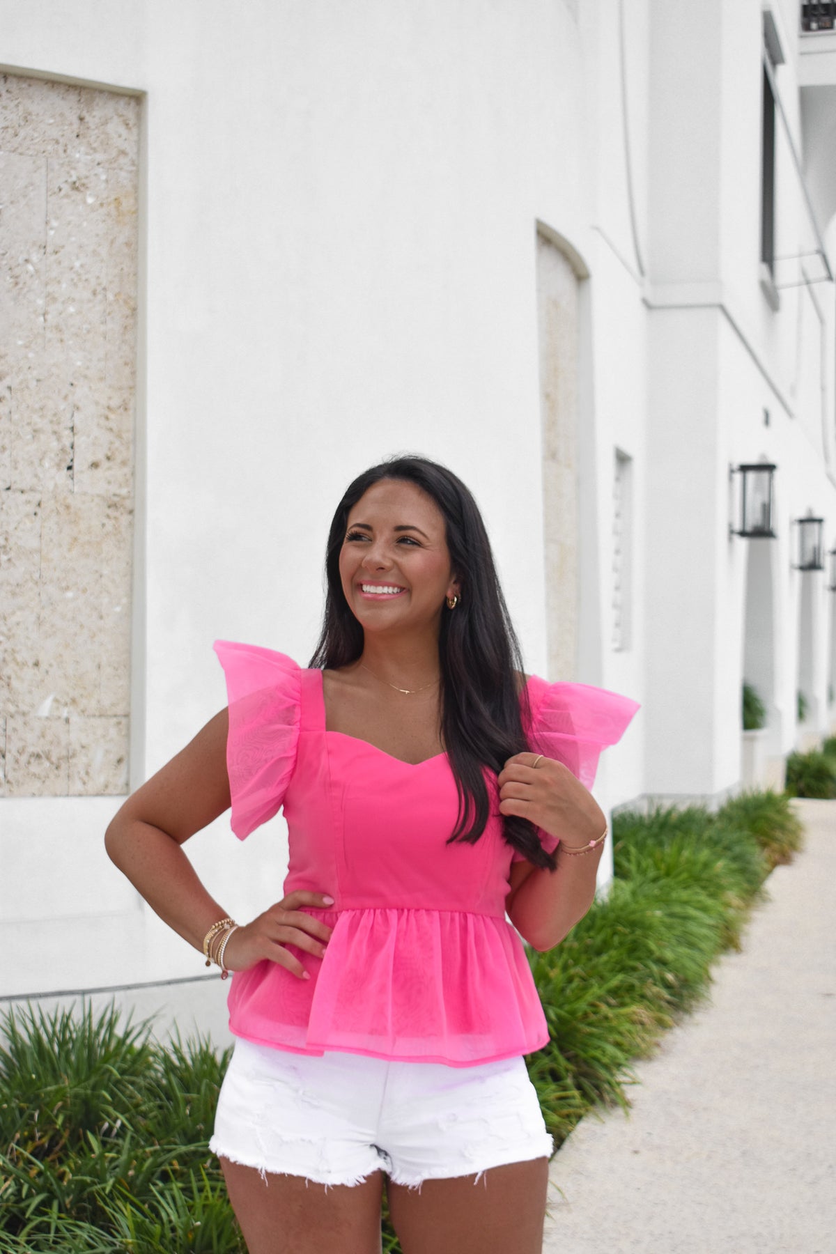 Hot pink organza top Barbie inspired