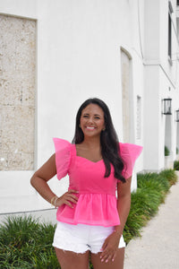 Hot pink, organza top Barbie inspired