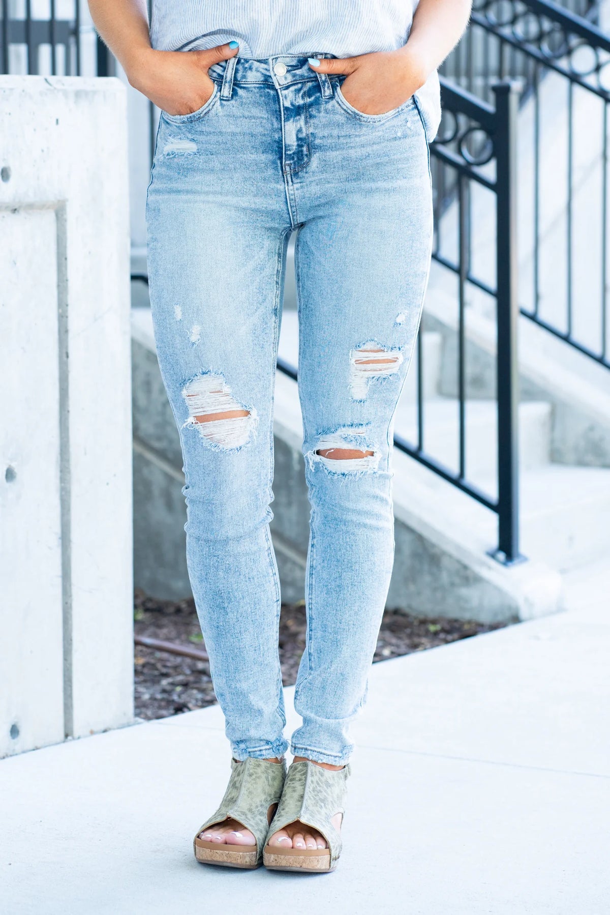 Haylie High Rise Skinny Distressed Jeans