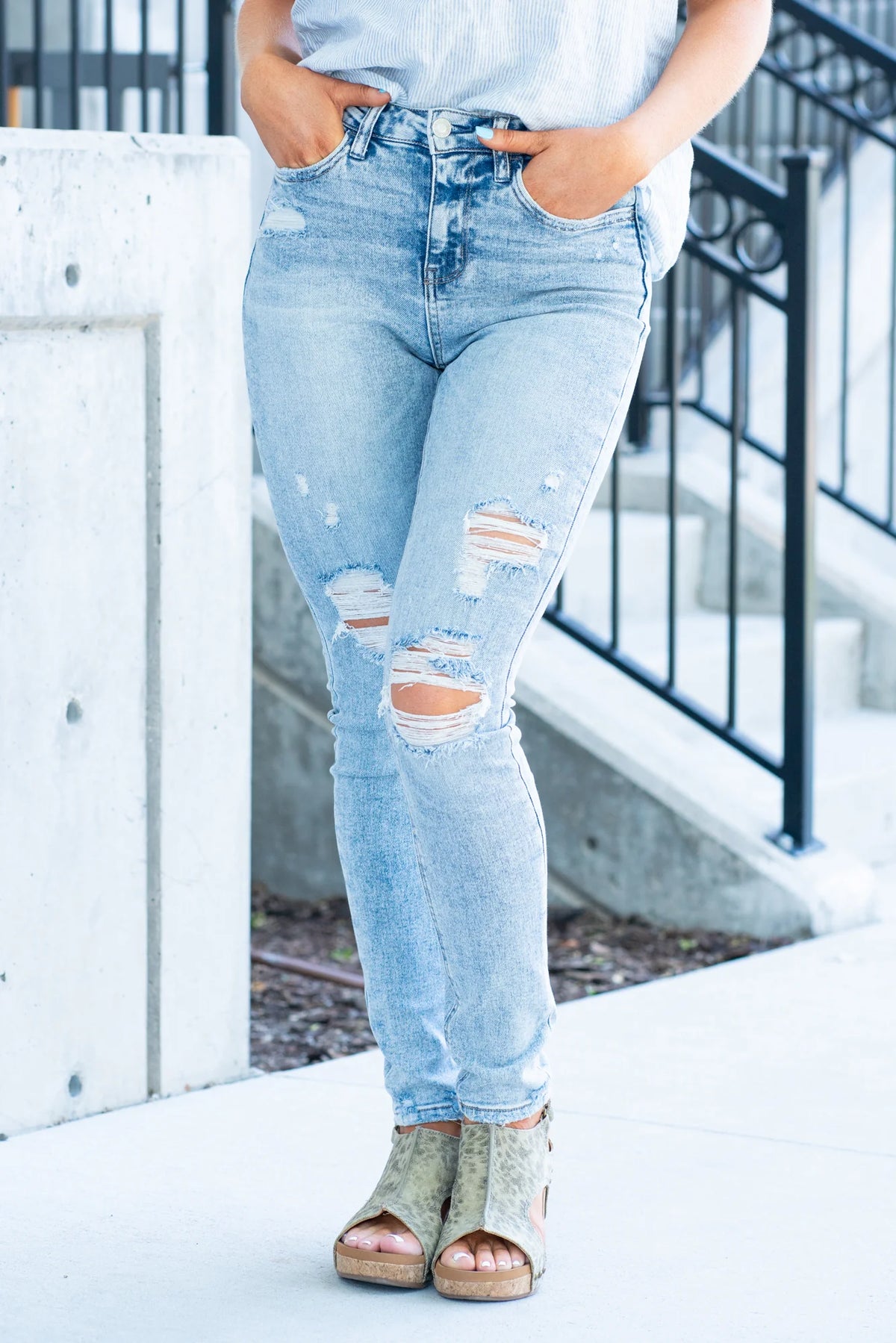 Haylie High Rise Skinny Distressed Jeans