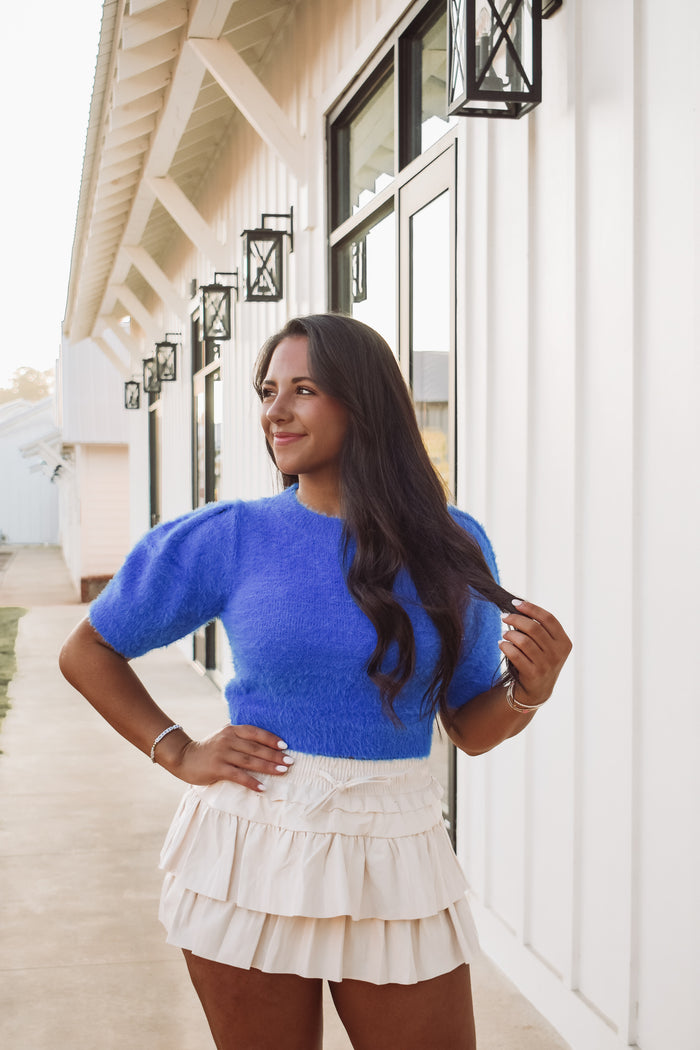 Payton Puff Sleeve Sweater - Blue