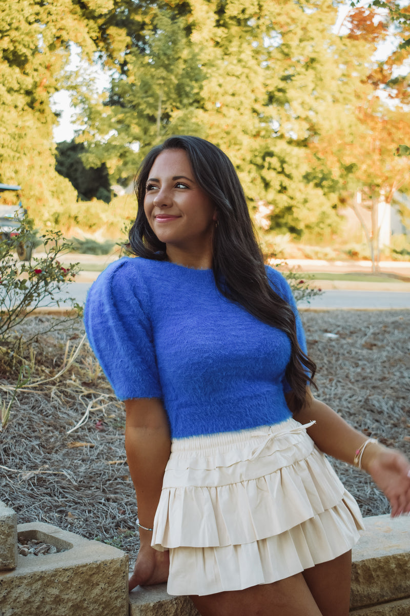 Payton Puff Sleeve Sweater - Blue