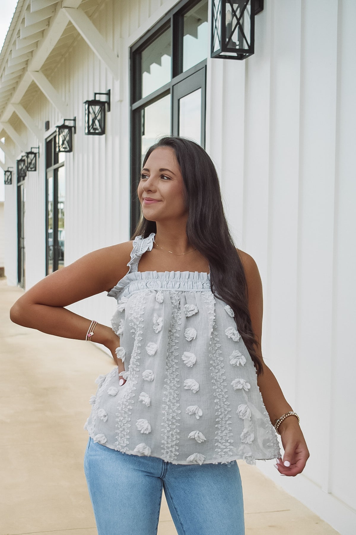 gray babydoll top