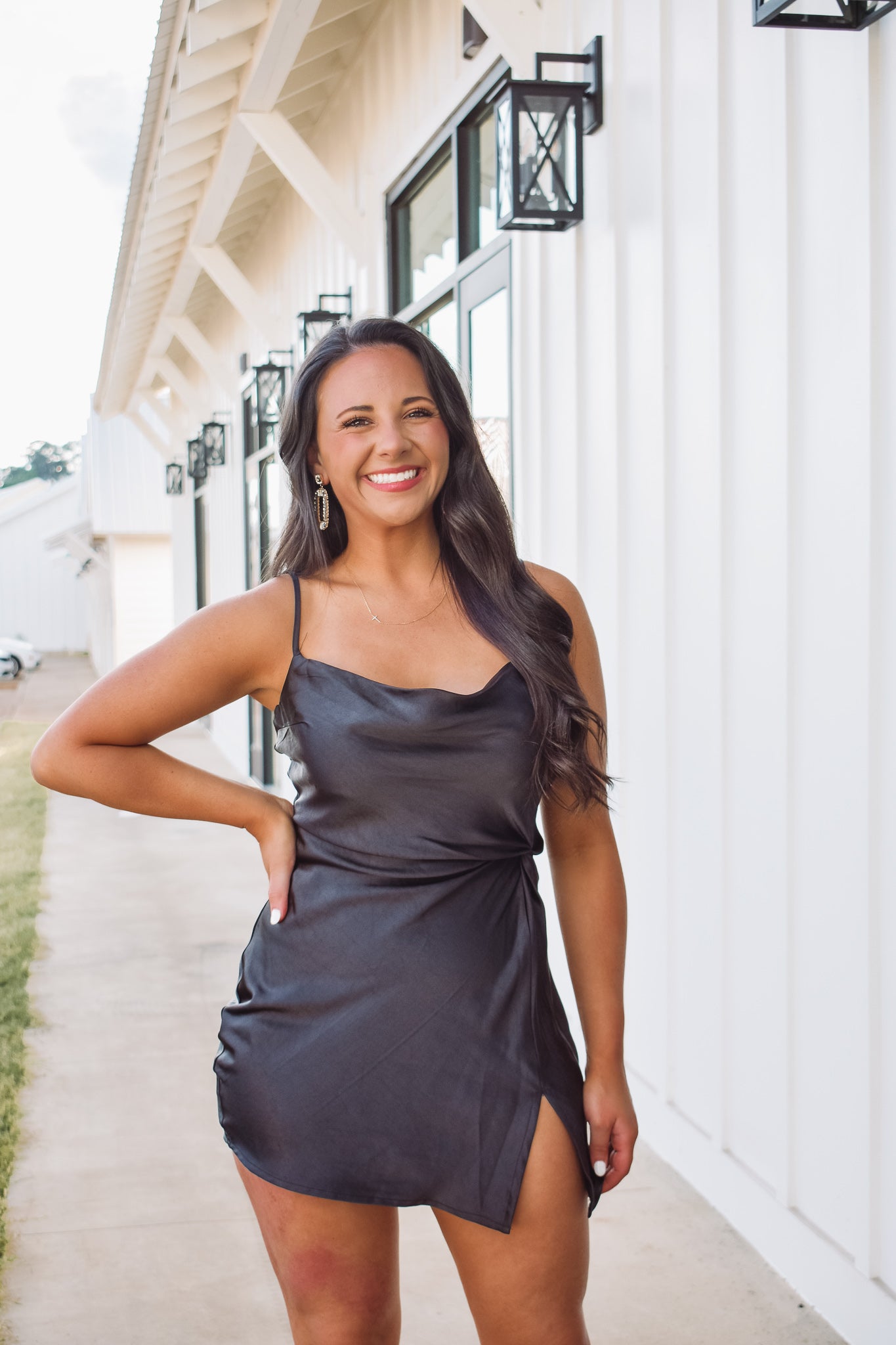 Camille Satin Mini Dress - Black – Southern Stars Boutique