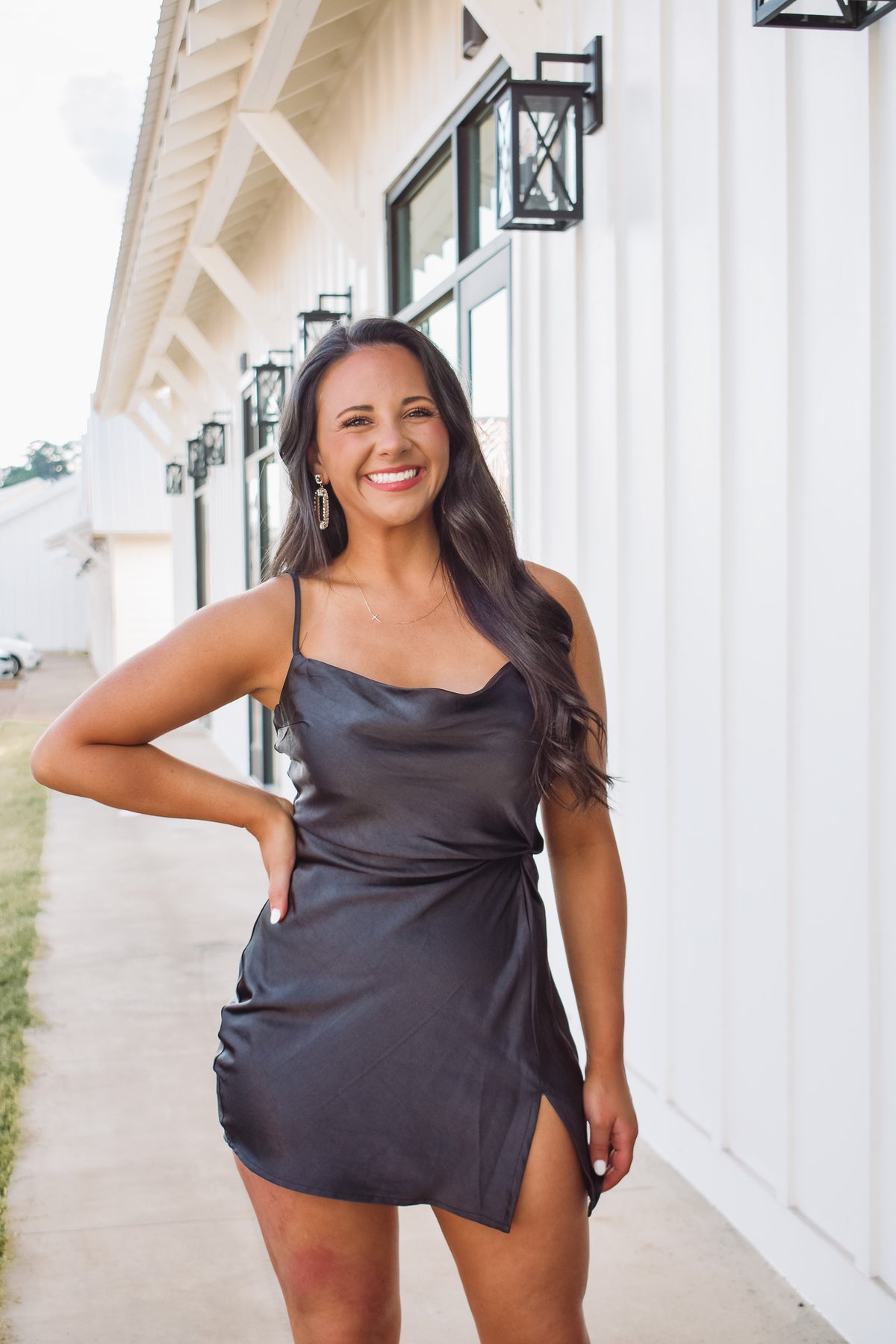 Camille Satin Mini Dress - Black Camille Satin Mini Dress - Black
