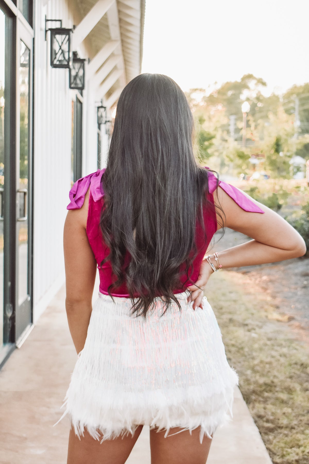 feather and sequins skirt