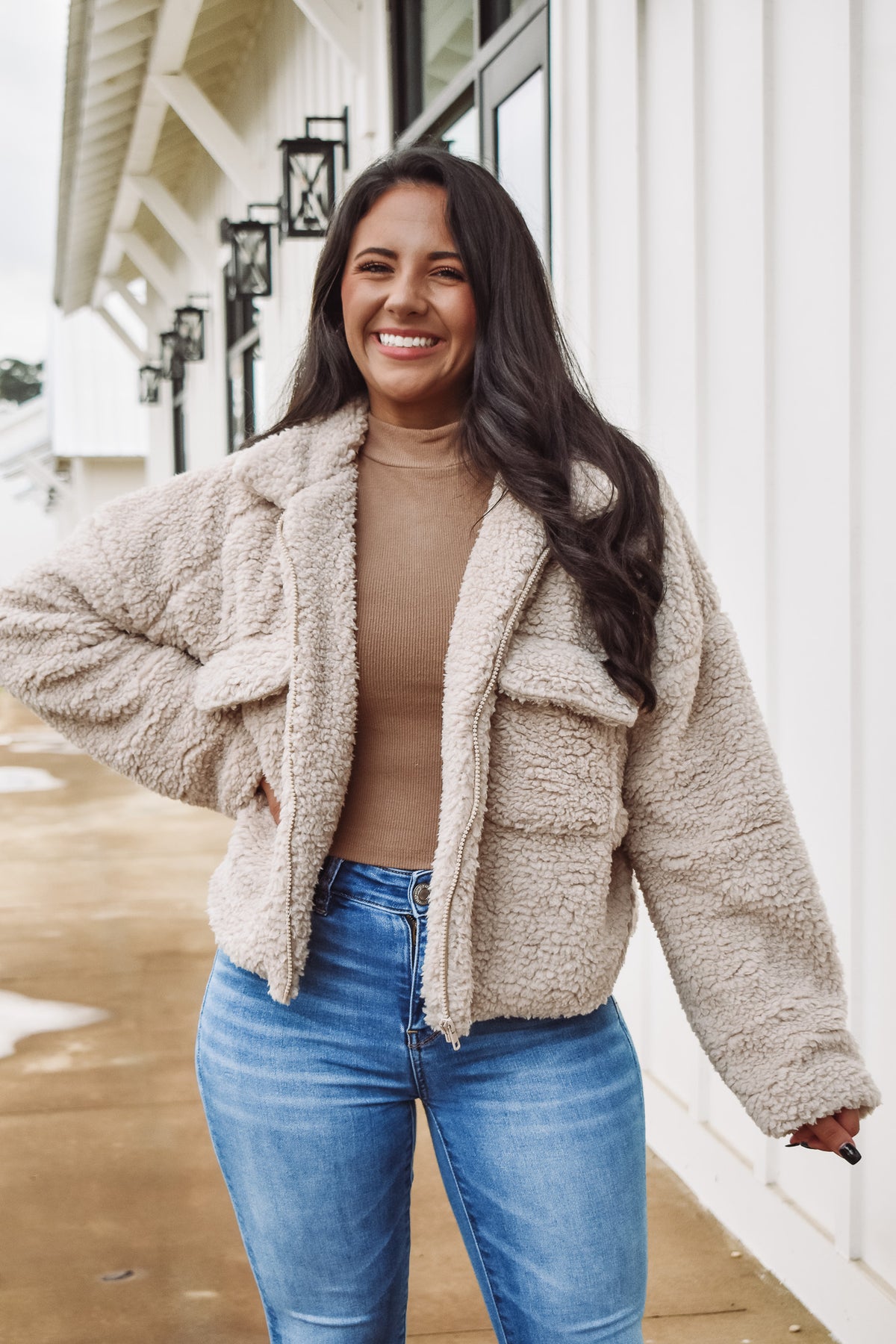 Kylie Sherpa Jacket - Tan