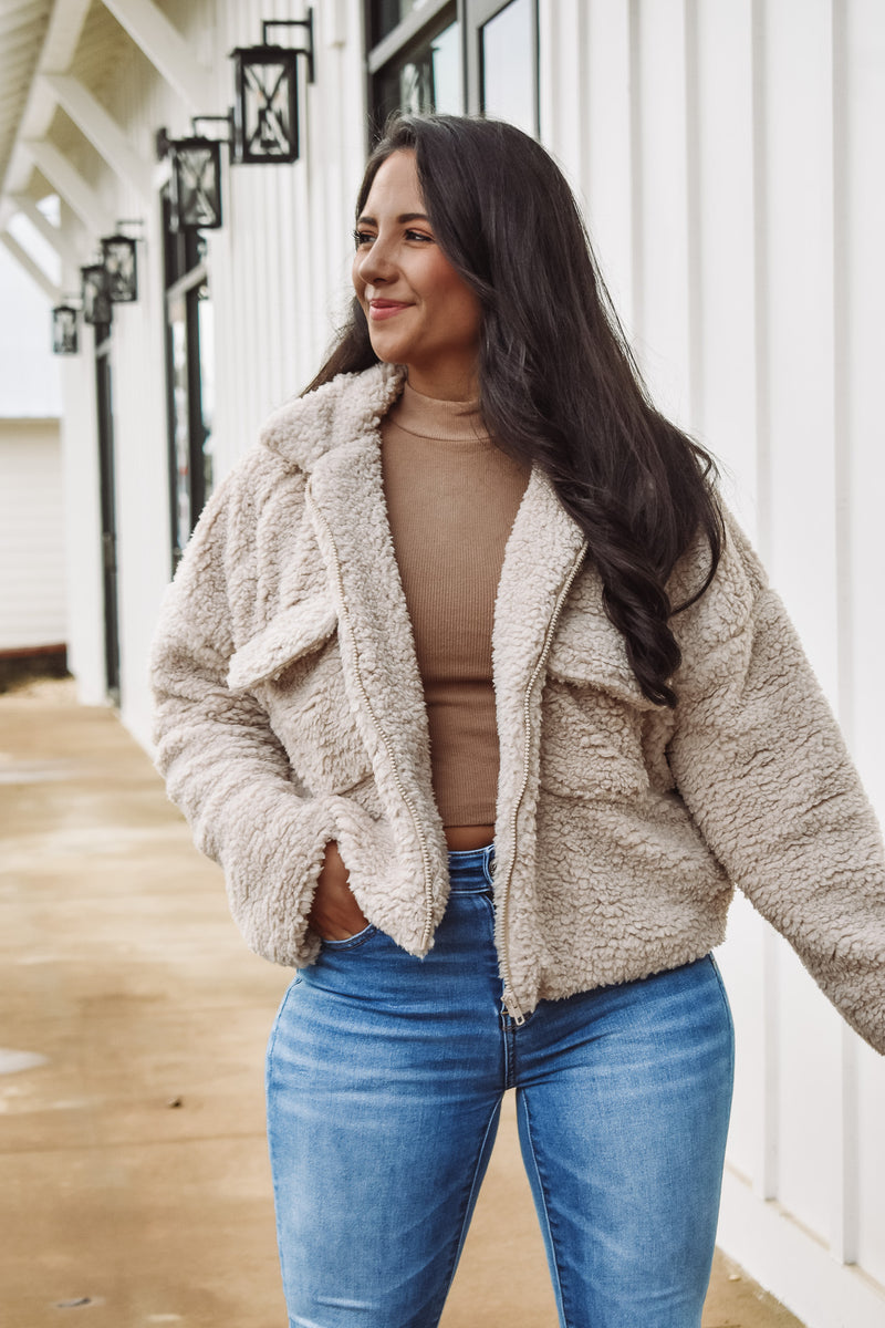 Kylie Sherpa Jacket - Tan