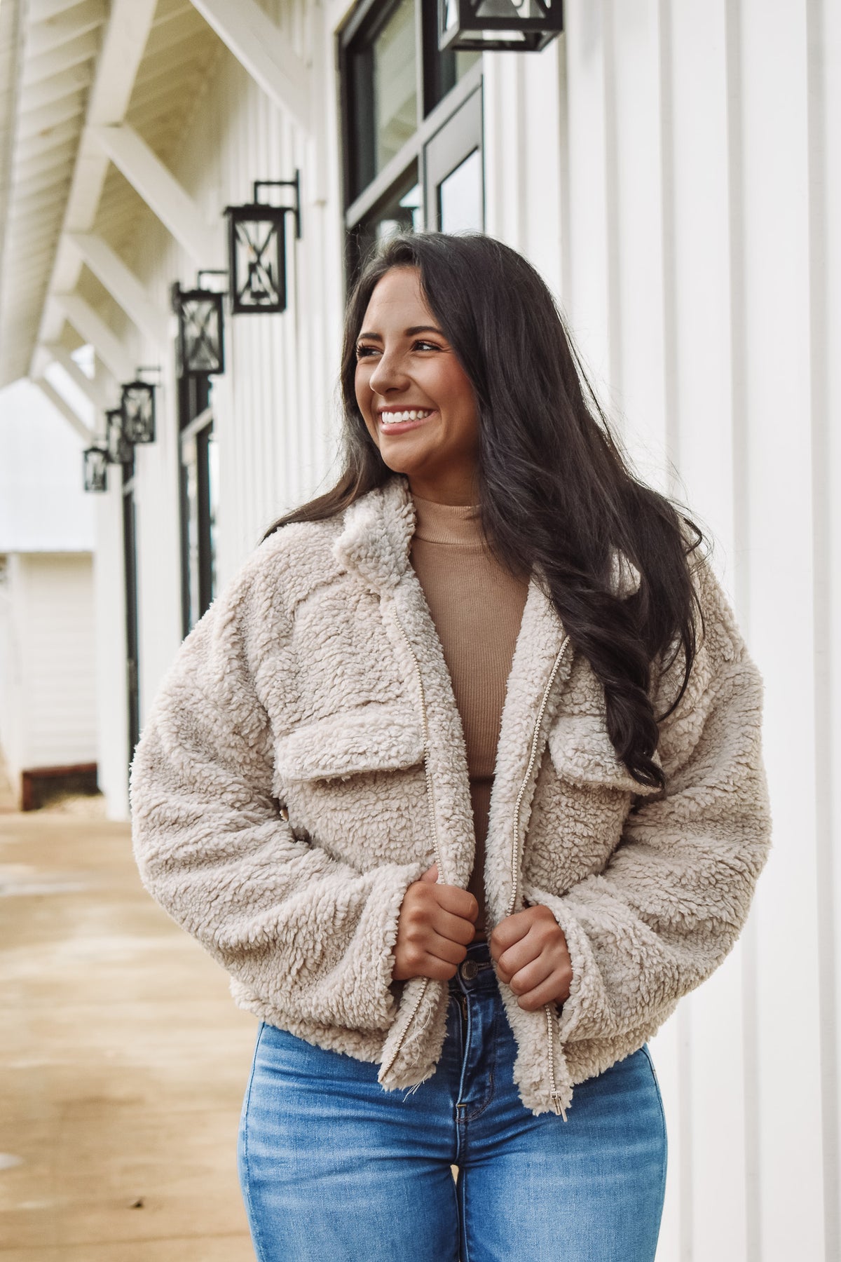 Kylie Sherpa Jacket - Tan