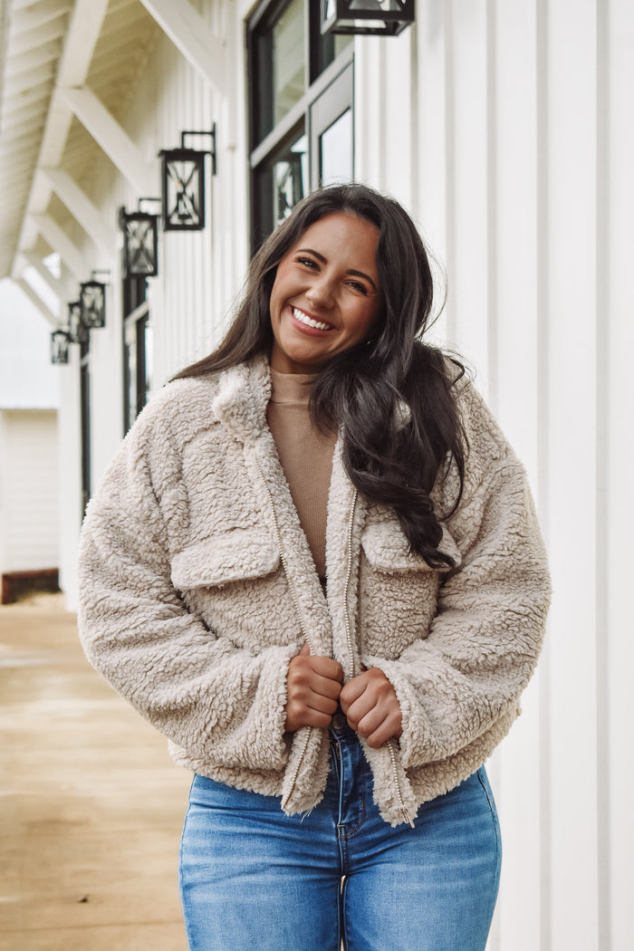 Kylie Sherpa Jacket - Tan