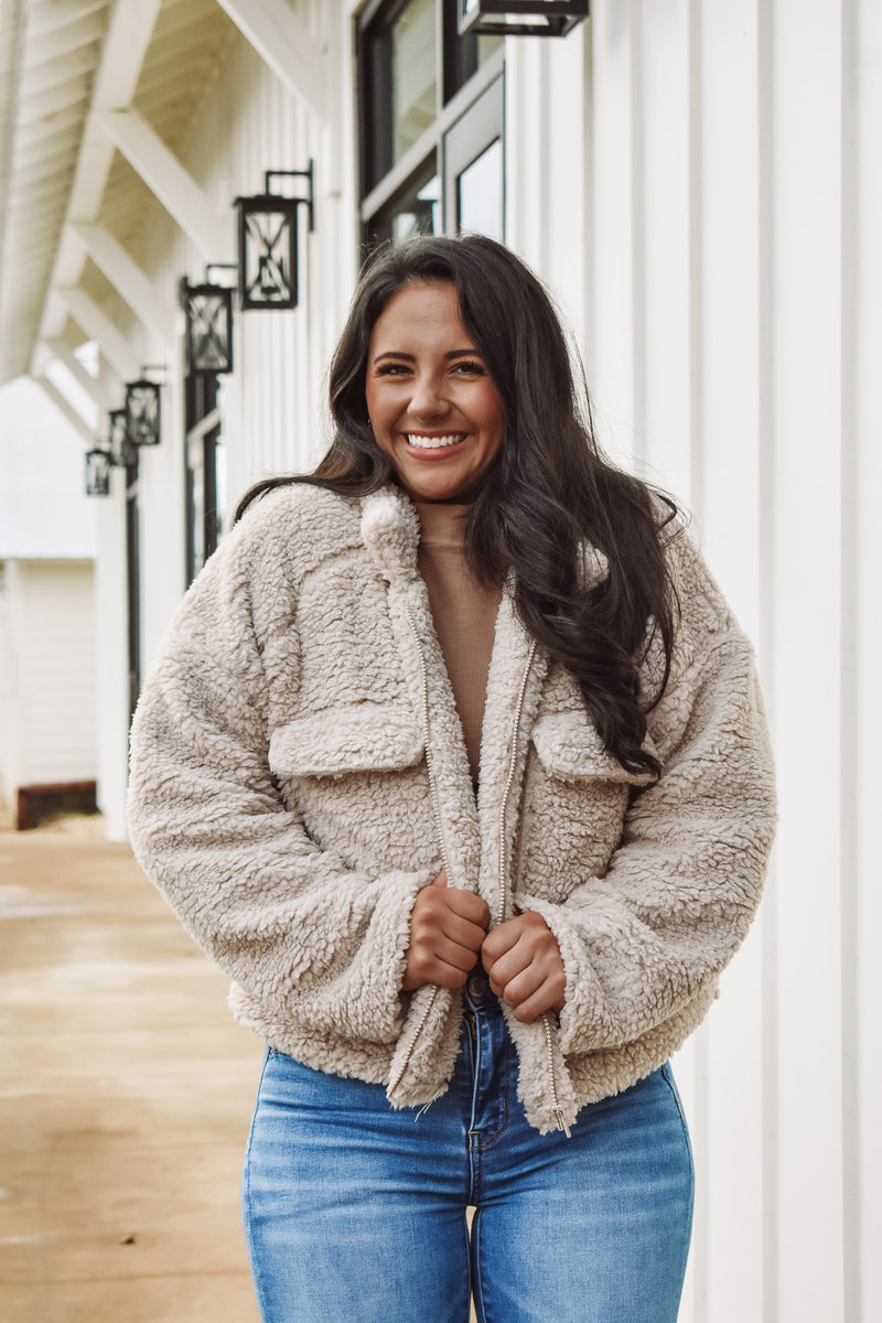 Kylie Sherpa Jacket - Tan