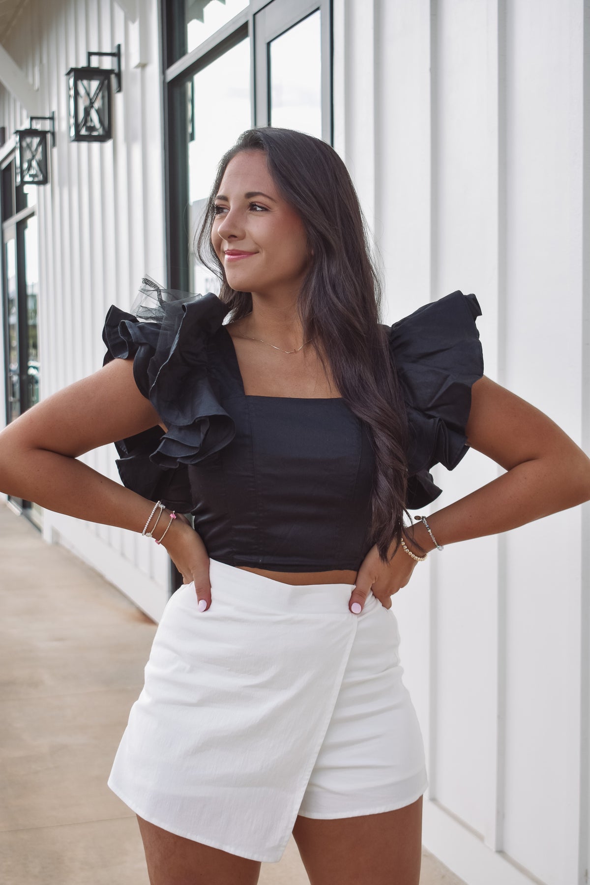 Parker Black Ruffle Top