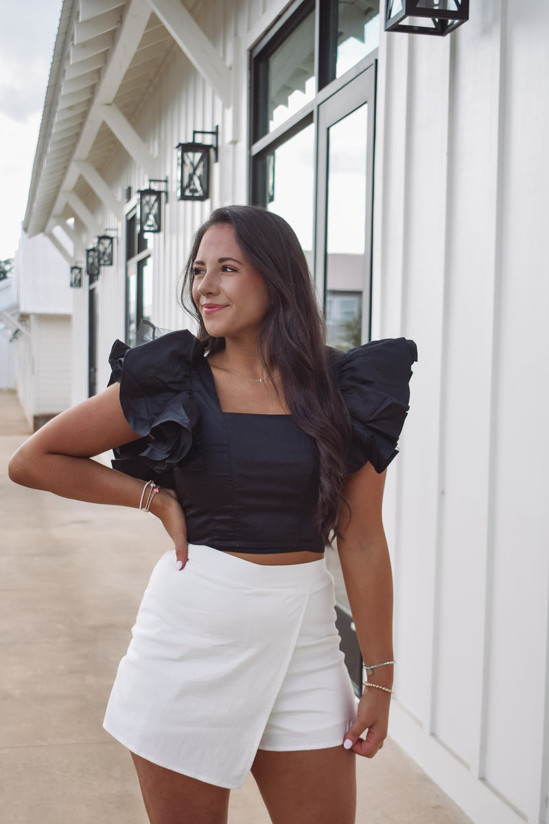 Parker Black Ruffle Top