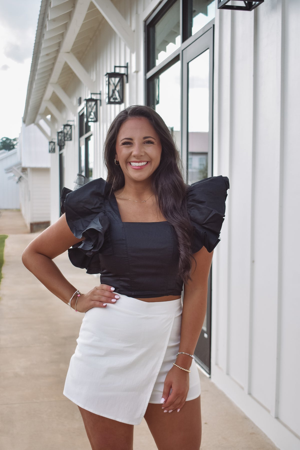 Parker Black Ruffle Top