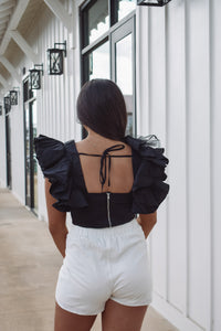 Parker Black Ruffle Top