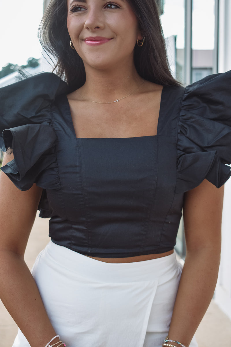 Parker Black Ruffle Top