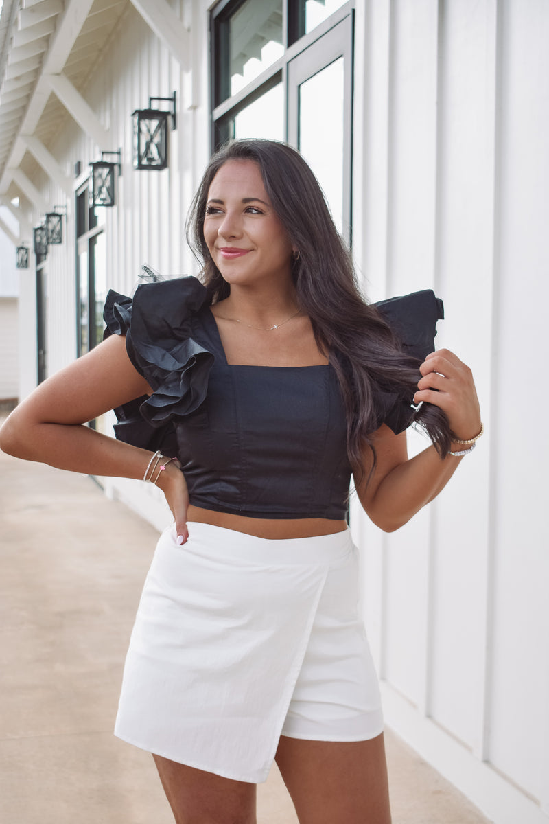 Parker Black Ruffle Top