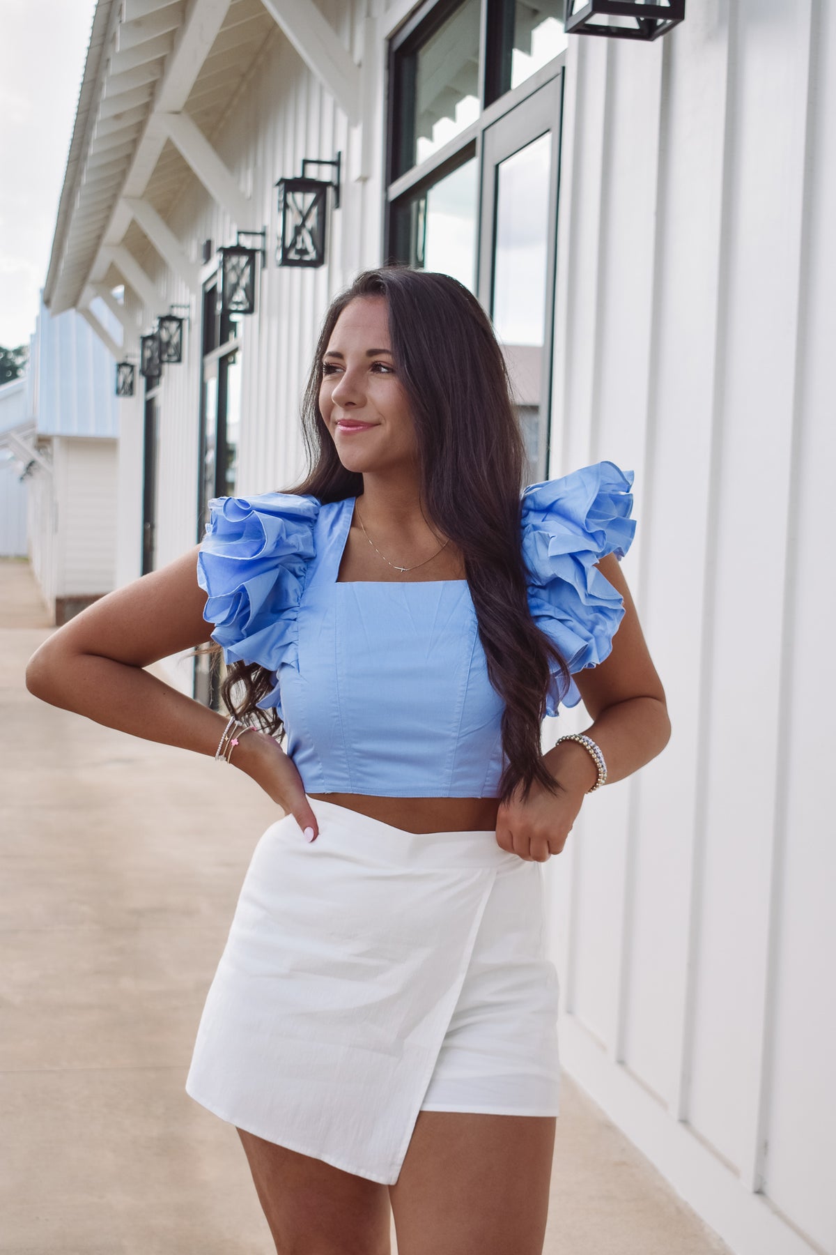 Parker Blue Ruffle Top