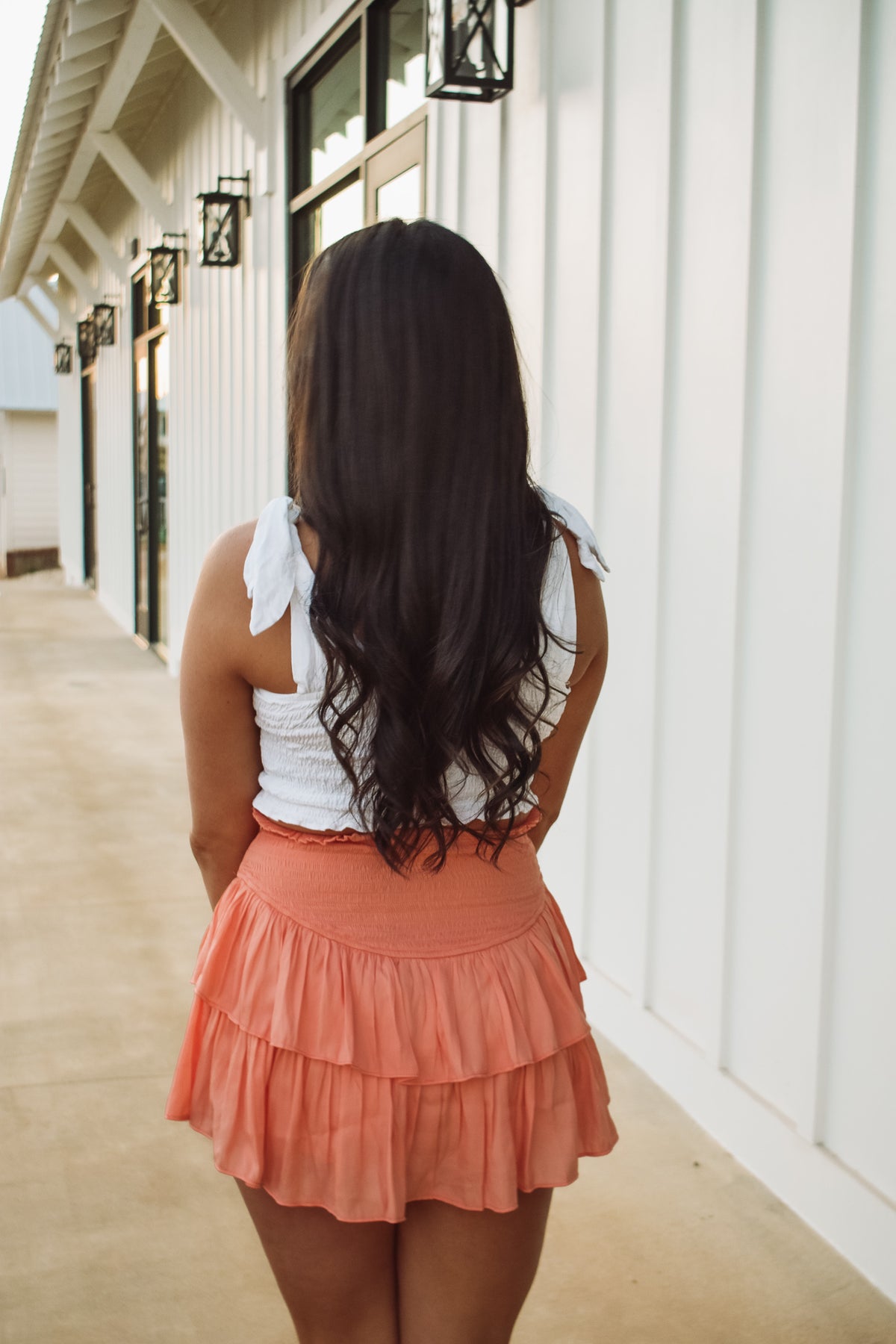 Smocked Ruffle Skort - Papaya