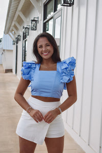 Parker Blue Ruffle Top