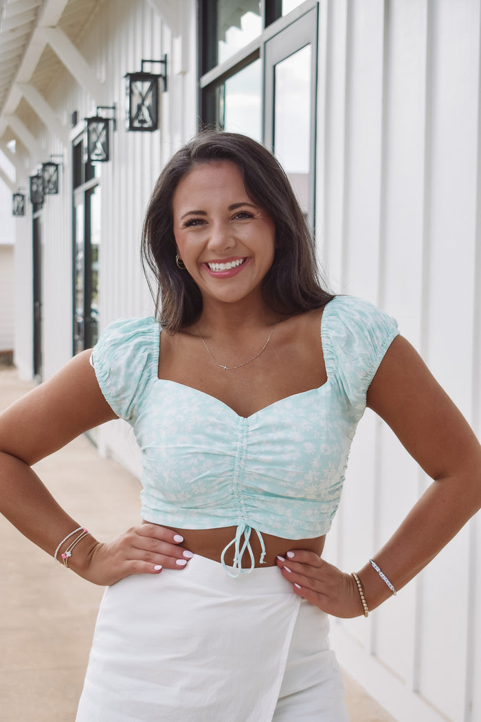 Mint Ruched Cropped Top