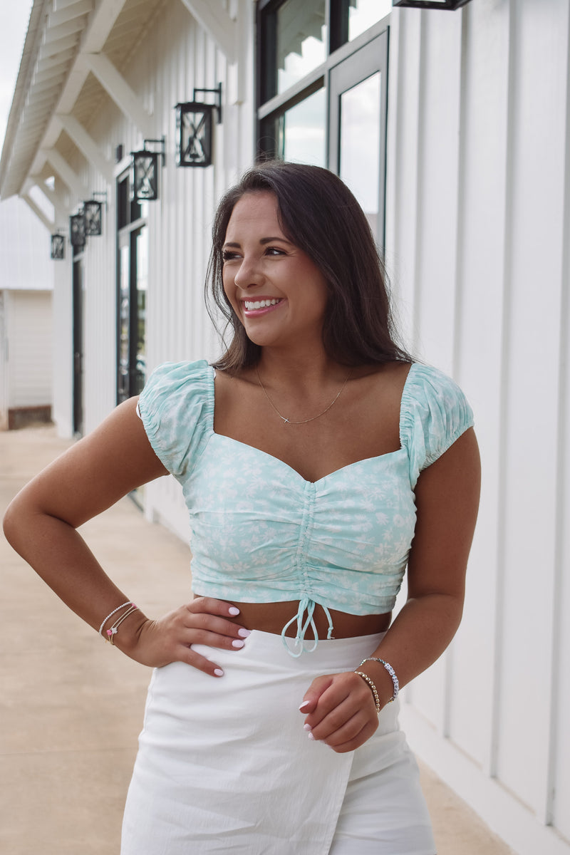 Mint Ruched Cropped Top