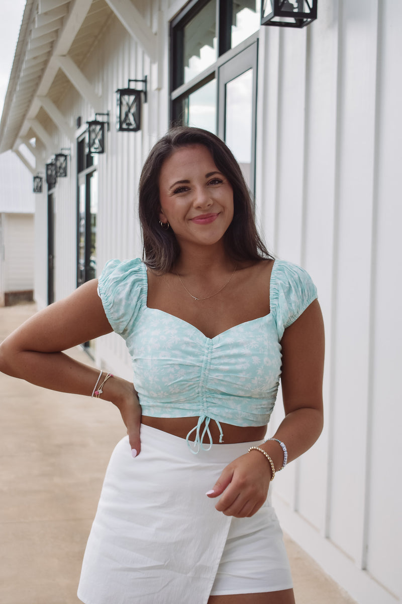 Mint Ruched Cropped Top