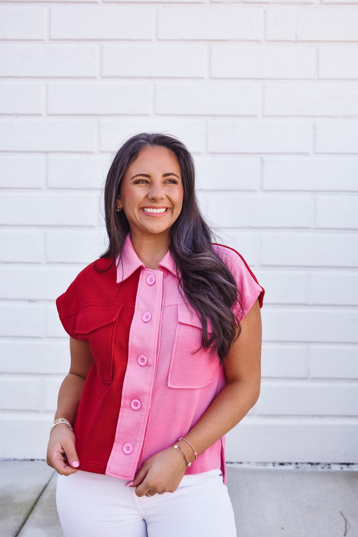 Peyton Pink Waffle Knit Top