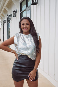 Shimmery Sweet Sequin Crop Top