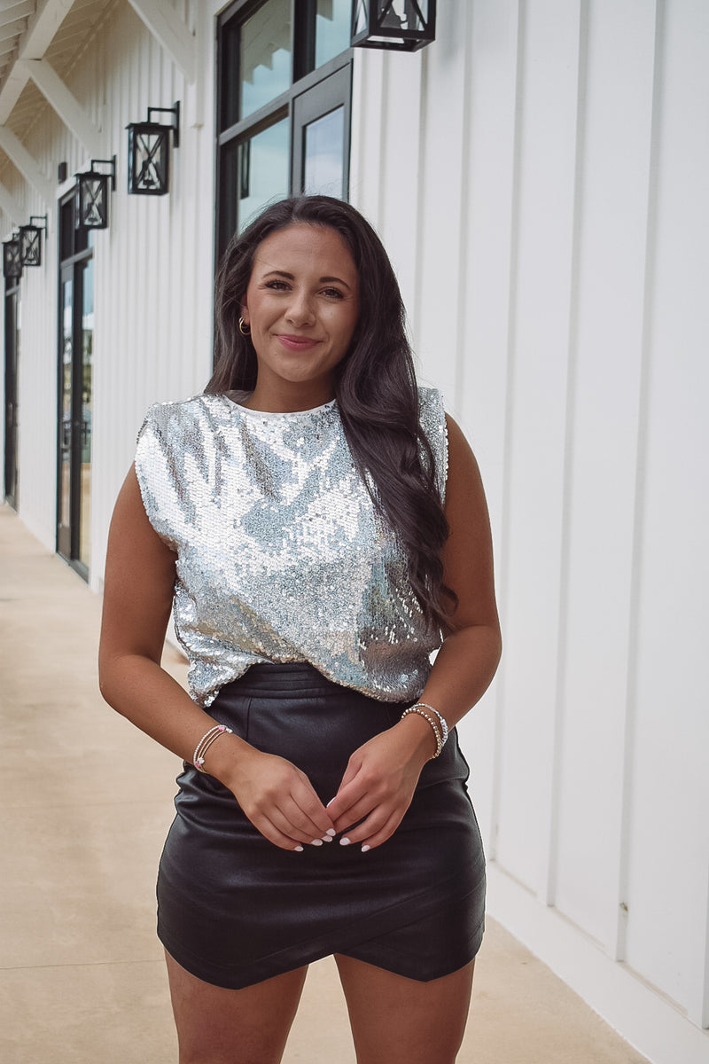 Shimmery Sweet Sequin Crop Top