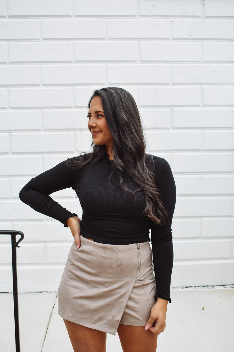 Meredith Mocha Suede Skort