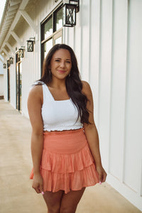 Smocked Ruffle Skort - Papaya