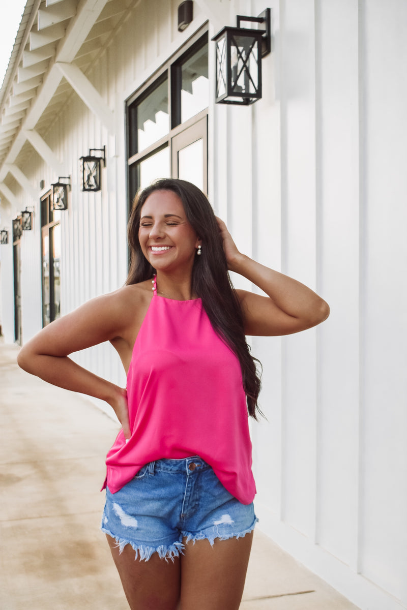 Pearl Cami Top - Hot Pink