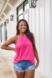 Pearl Cami Top - Hot Pink