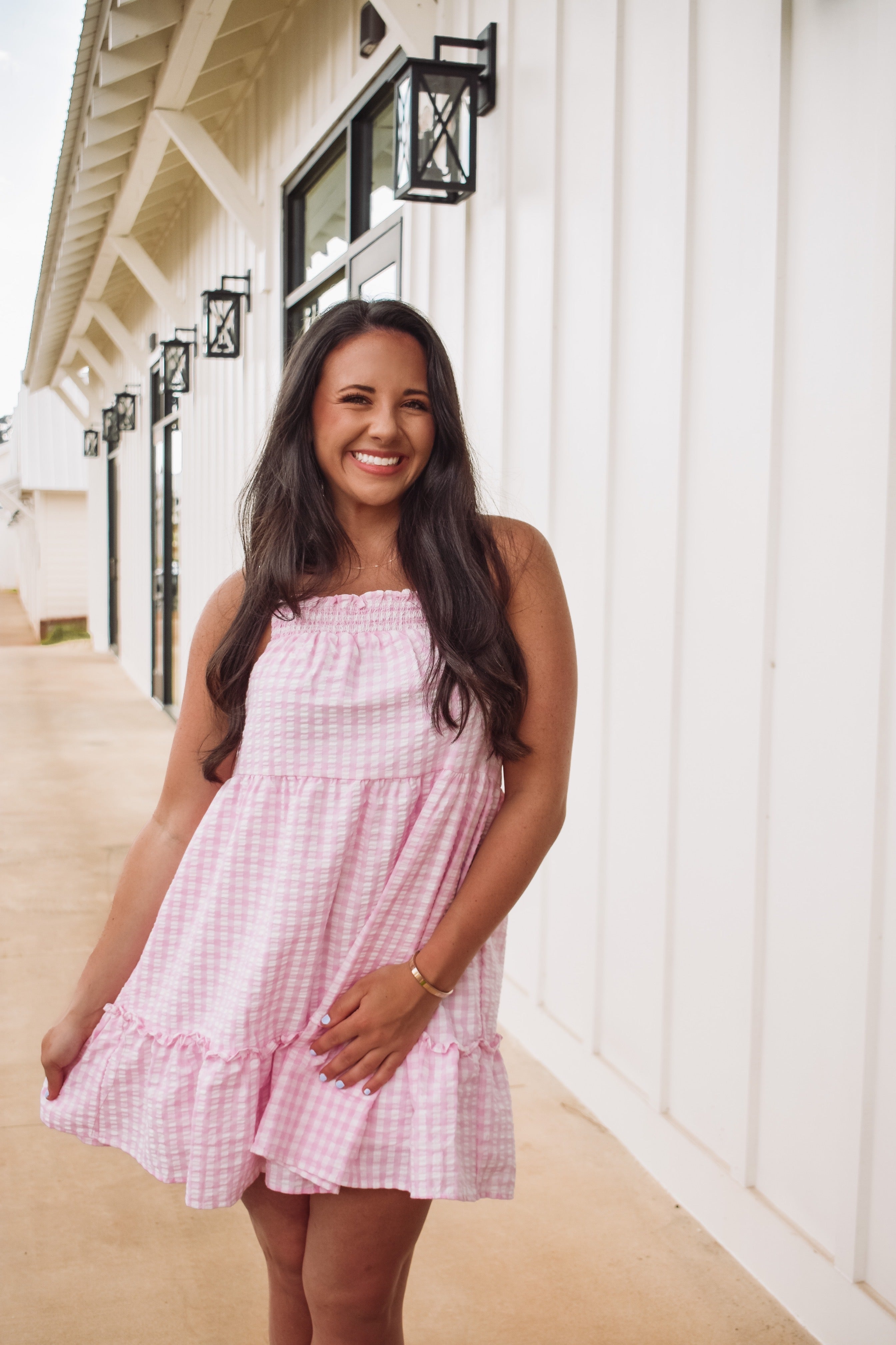 Marilyn Pink Gingham Print Dress – Southern Stars Boutique