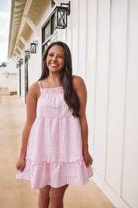 Marilyn Pink Gingham Print Dress